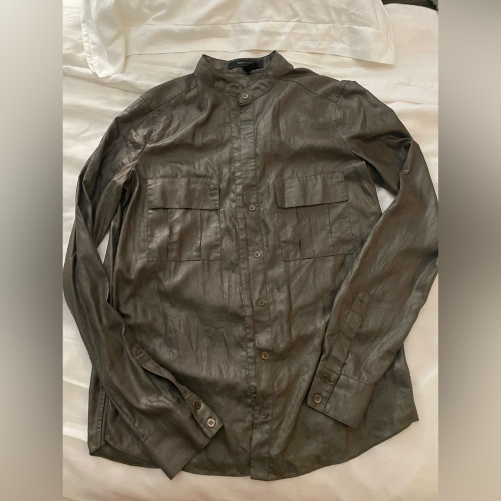 BCBGMaxzaria army green blouse. Size XXS. Like new.